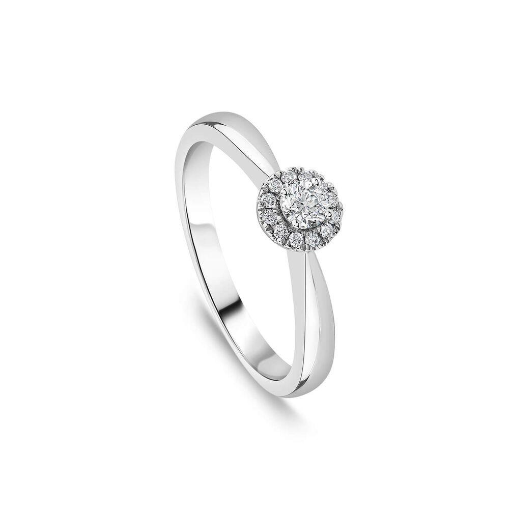 9ct White Gold 0.19ct Classic Halo Diamond Ring image number 0