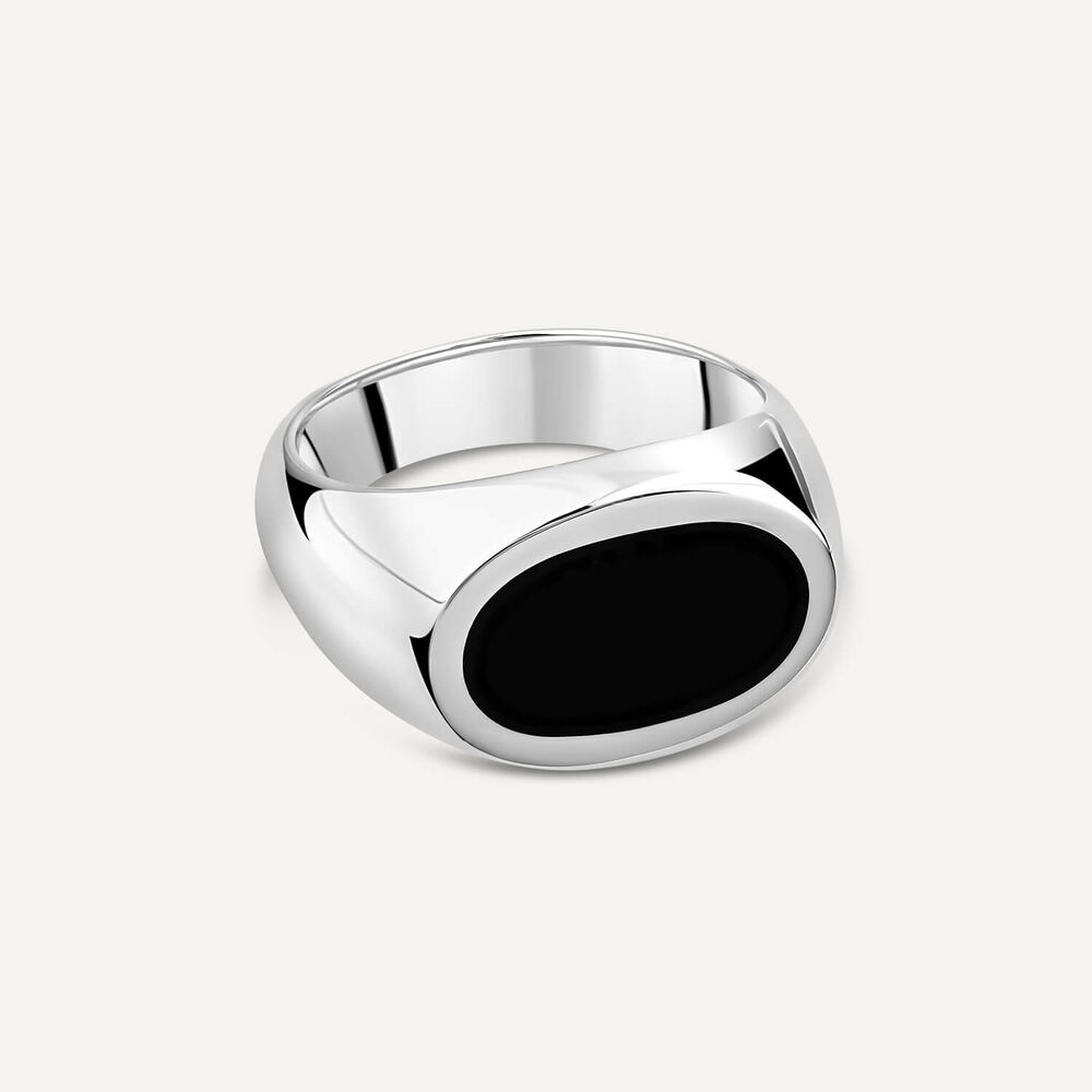 Sterling Silver Oval Black Onyx Signet Ring image number 2