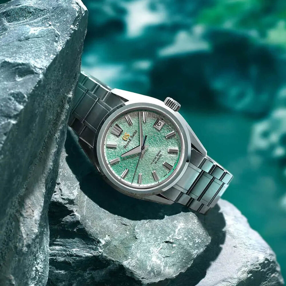 Grand Seiko ‘Genbi Valley’ Hi-Beat Limited Edition 40mm Green Dial Steel Bracelet Watch image number 4