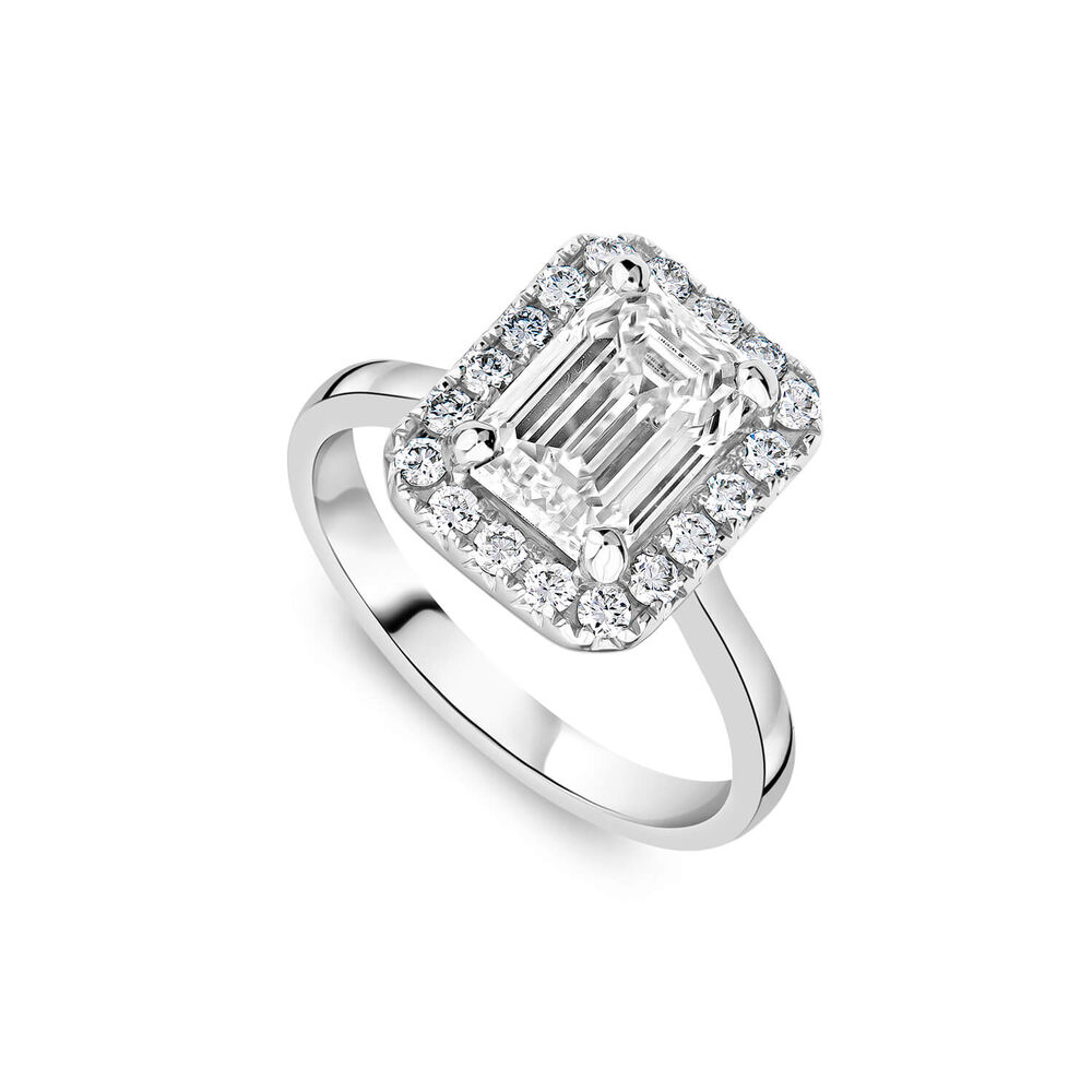 Born Platinum 2.24ct Lab Grown Emerald Cut Halo Diamond Ring