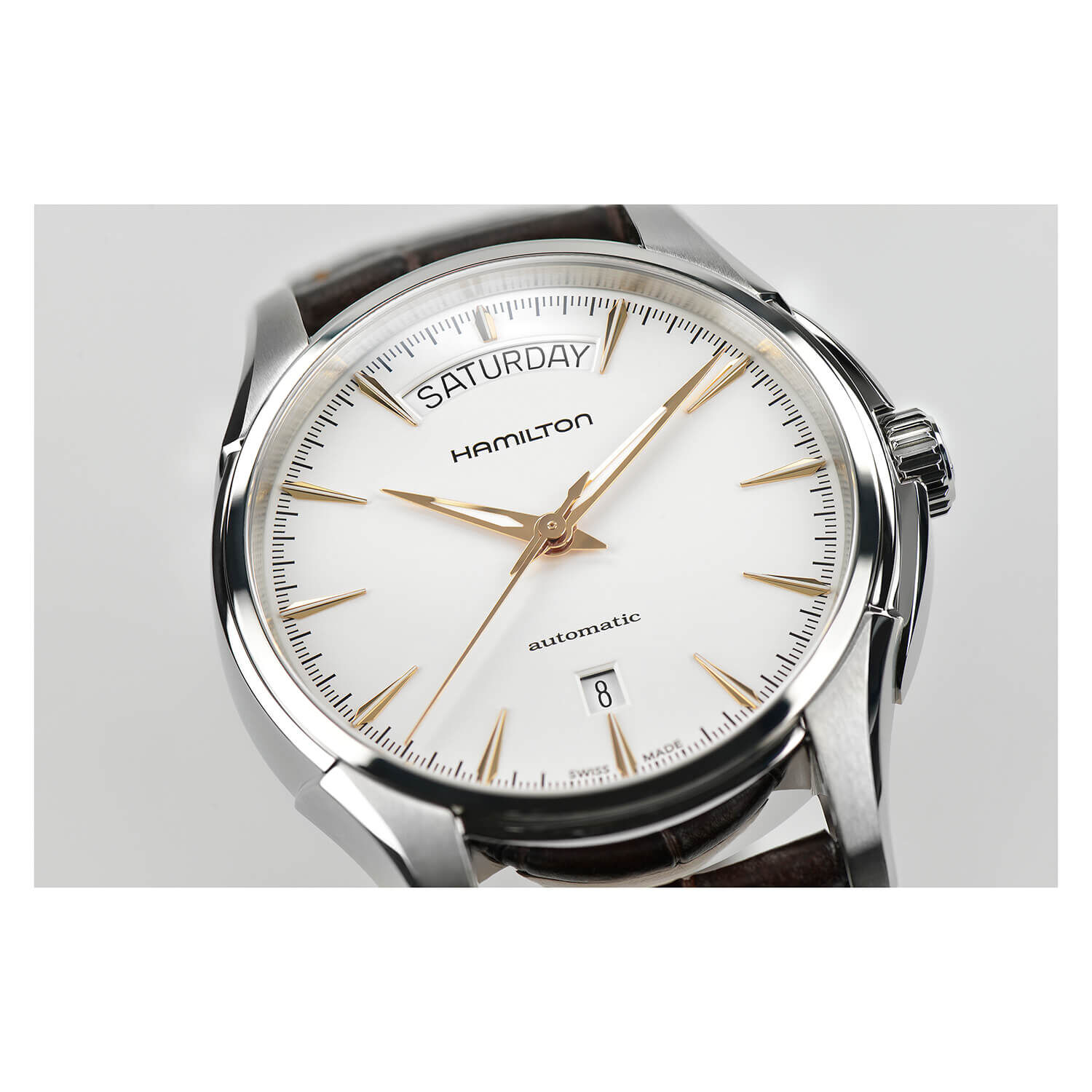 Hamilton Jazzmaster Day Date 40mm White Dial Strap Watch