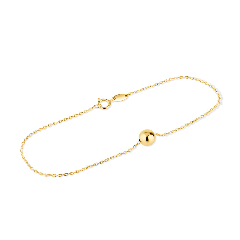 9ct Yellow Gold Single Ball Bracelet