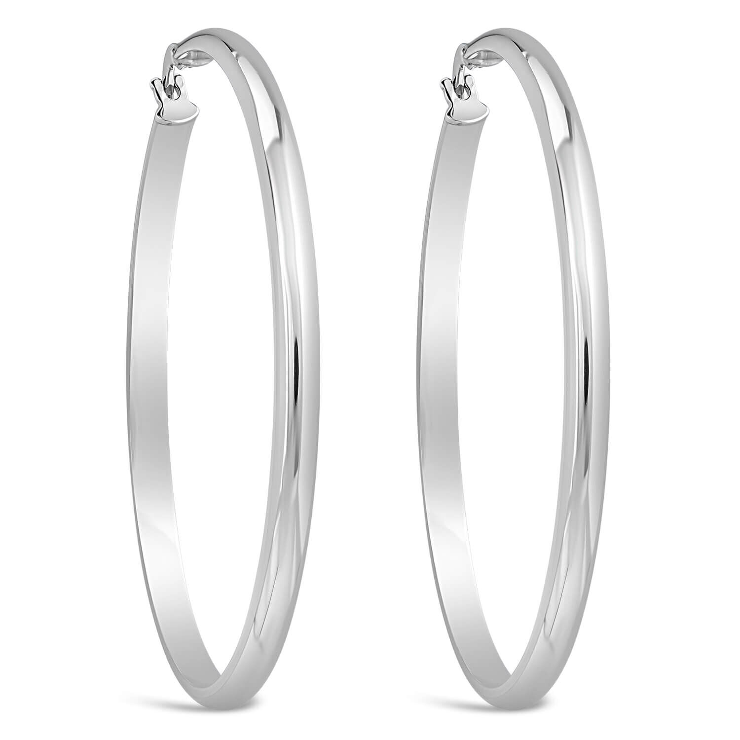 Silver Oval Hoop Earrings - 32mm - F1351 | F.Hinds Jewellers