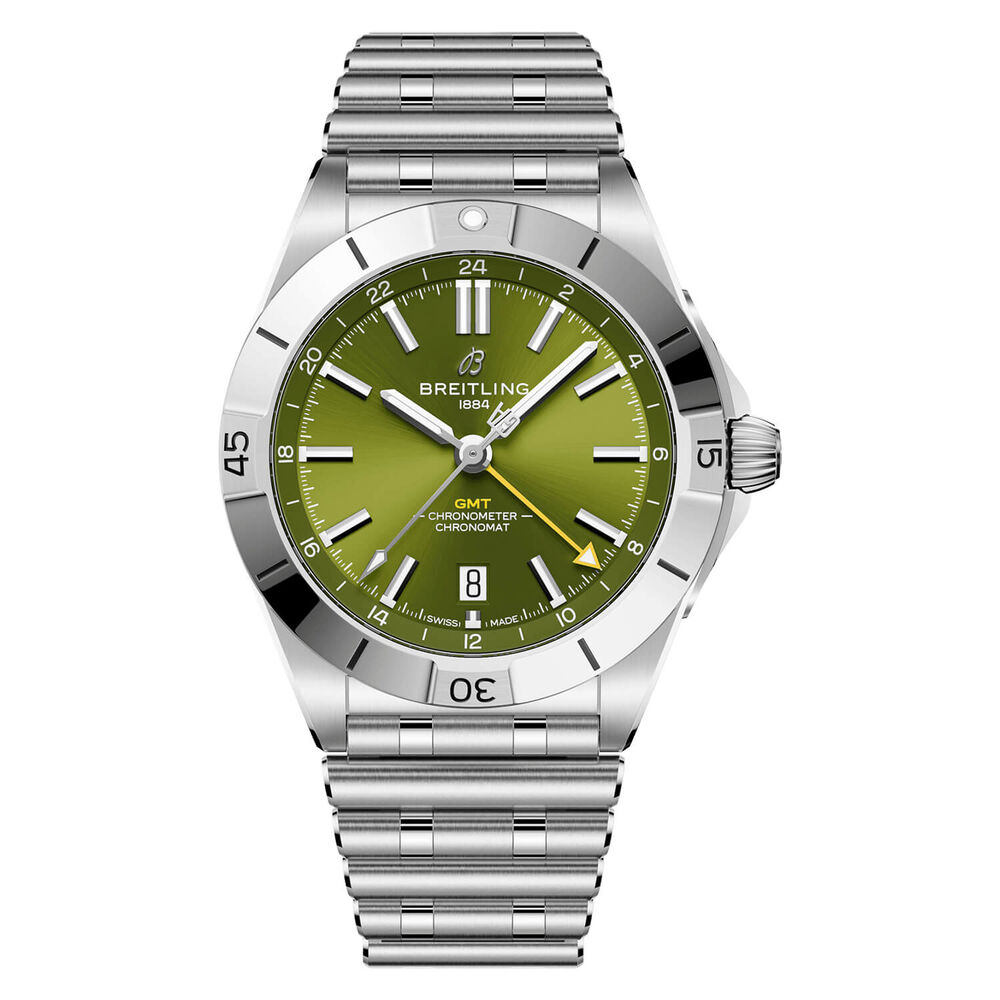 Breitling Chronomat Automatic GMT Giannis Antetokounmpo 40mm Green Dial Steel Bracelet Watch