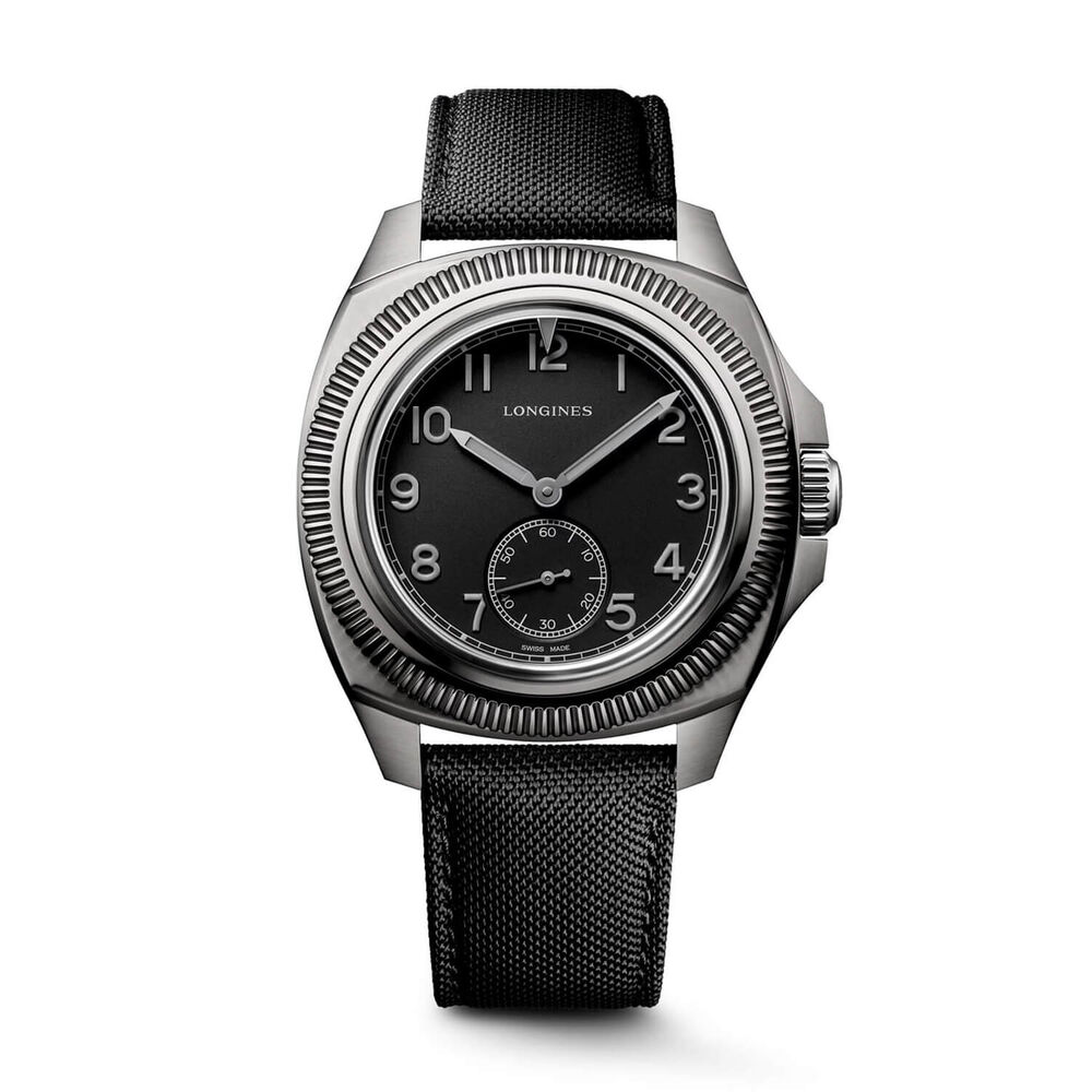 Longines Pilot Majetek Pioneer Edition 43mm Black Dial Synthetic Strap Watch