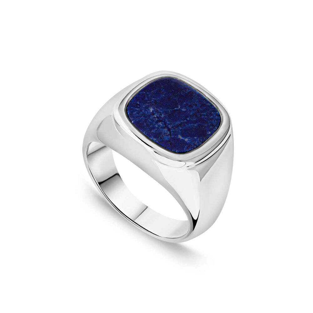 Sterling Silver Square Blue Lapis Signet Ring image number 0