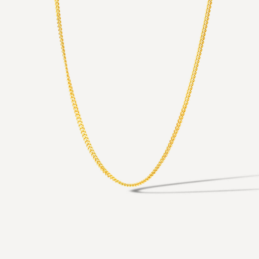 9ct Yellow Gold Diamond Cut Curb Chain Necklace