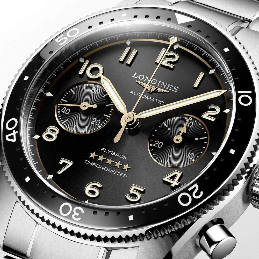 Longines Avigation Spirit Flyback 42mm Black Chronograph Dial Bracelet Watch image number 3