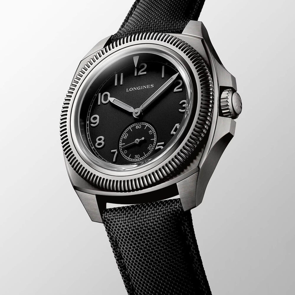 Longines Pilot Majetek Pioneer Edition 43mm Black Dial Synthetic Strap Watch