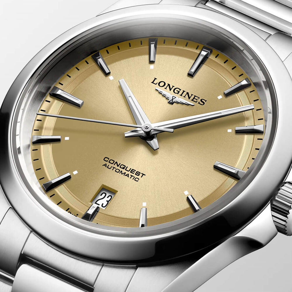 Longines Conquest 38mm Champagne Dial Steel Bracelet Watch image number 2