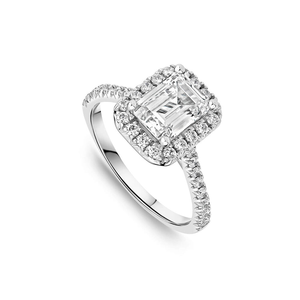 Born Platinum Lab Grown 2.13ct Emerald & Diamond Sides Ring