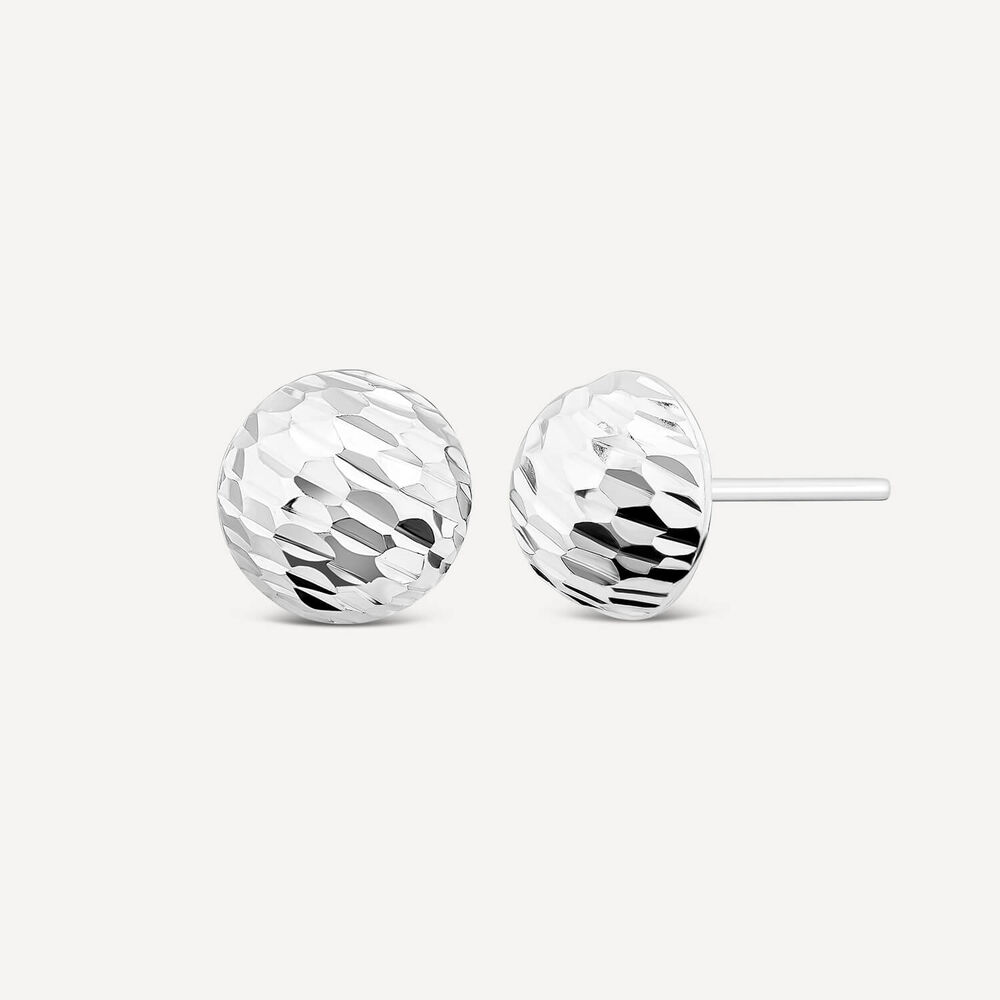 Sterling Silver Diamond Cut Large Ball Stud Earrings