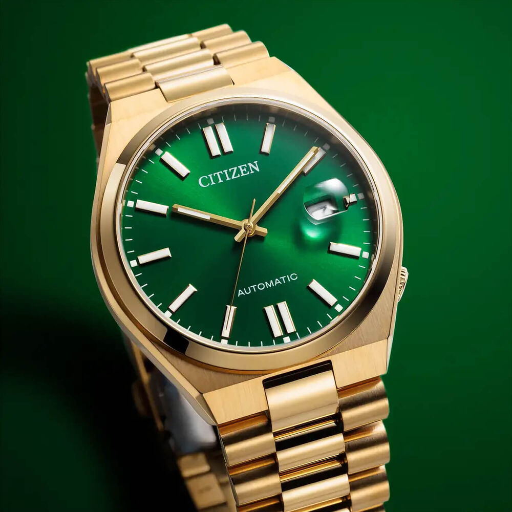 Citizen Tsuyosa 40mm Green Dial Yellow Gold Tone Steel Bracelet Watch image number 4