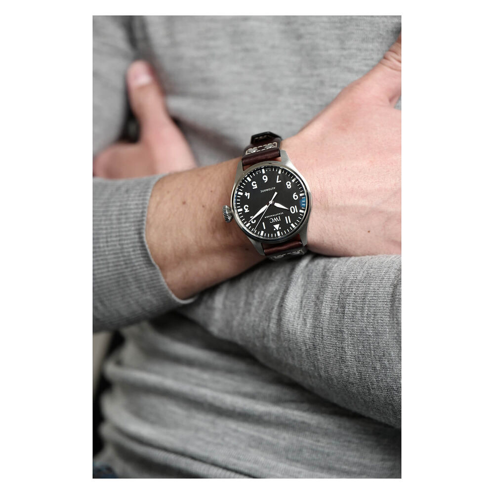 IWC Schaffhausen Big Pilot 43mm Black Dial Brown Strap Watch