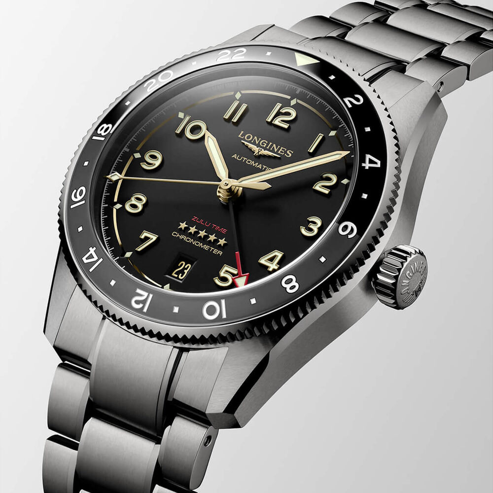 Longines Spirit Automatic 39mm Anthracite Dial Ceramic Bezel Titanium Bracelet Watch image number 4