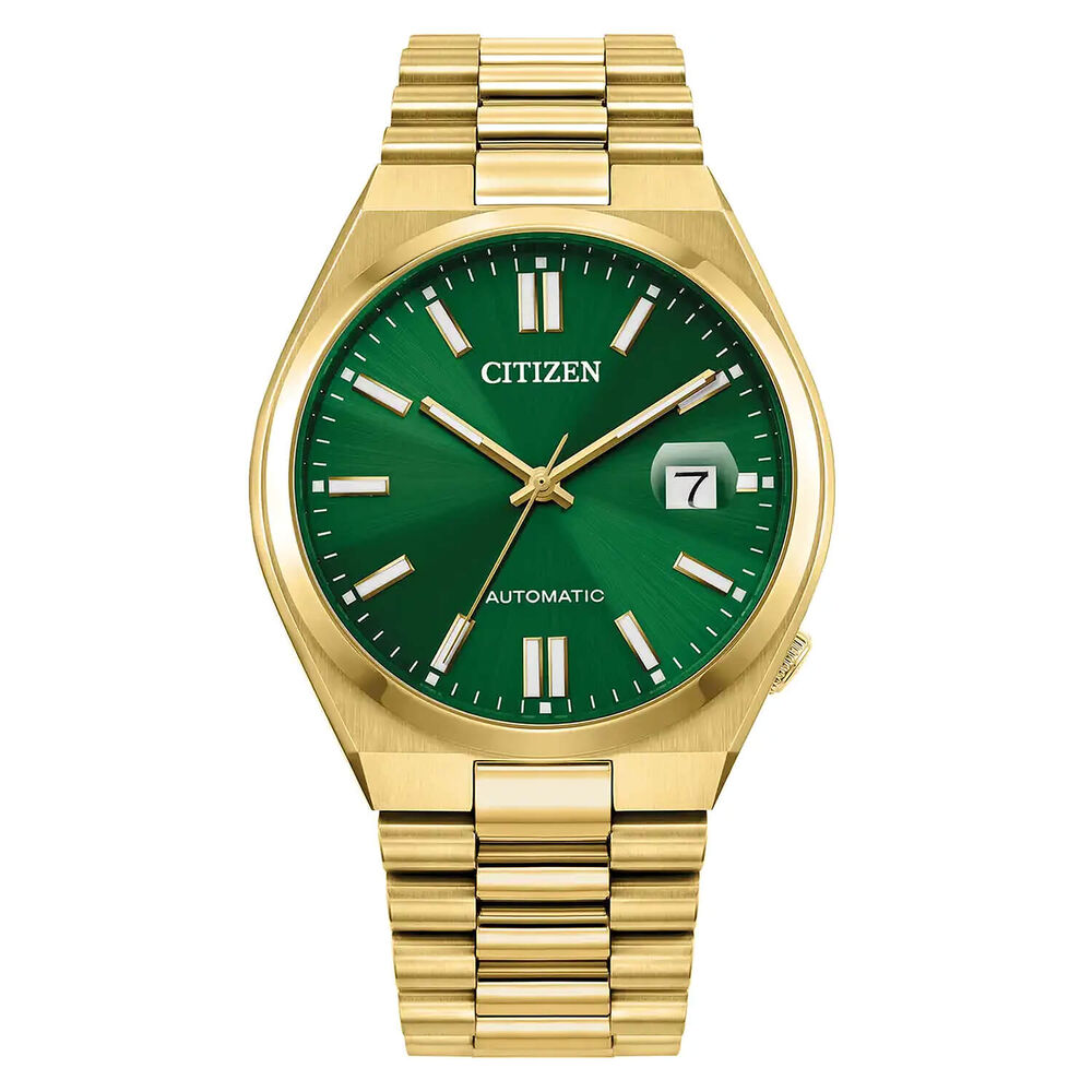Citizen Tsuyosa 40mm Green Dial Yellow Gold Tone Steel Bracelet Watch