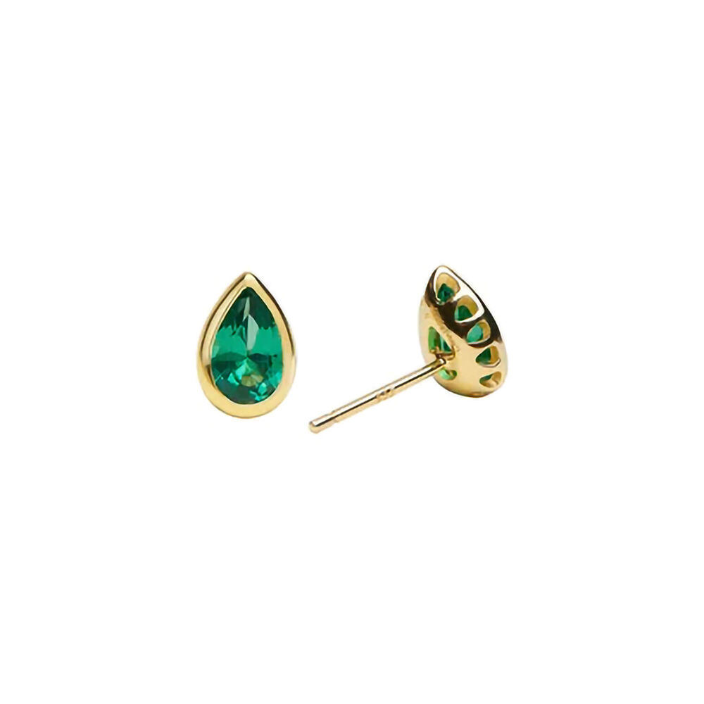 CARAT* London Danu Emerald 18k Gold Vermeil Stud Earrings image number 0