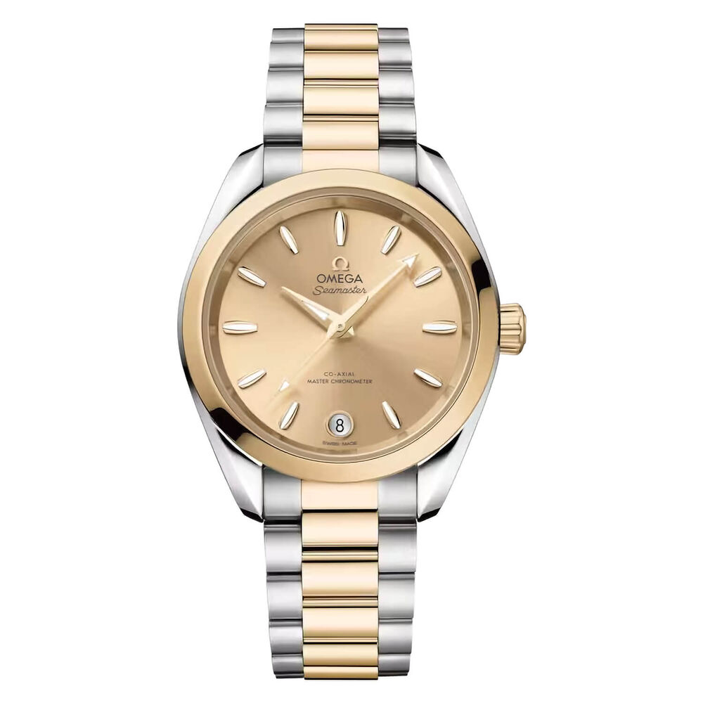 OMEGA Seamaster Aqua Terra Shades 150M 34mm Gold Dial Steel & Moonshine™ Gold Bracelet Watch