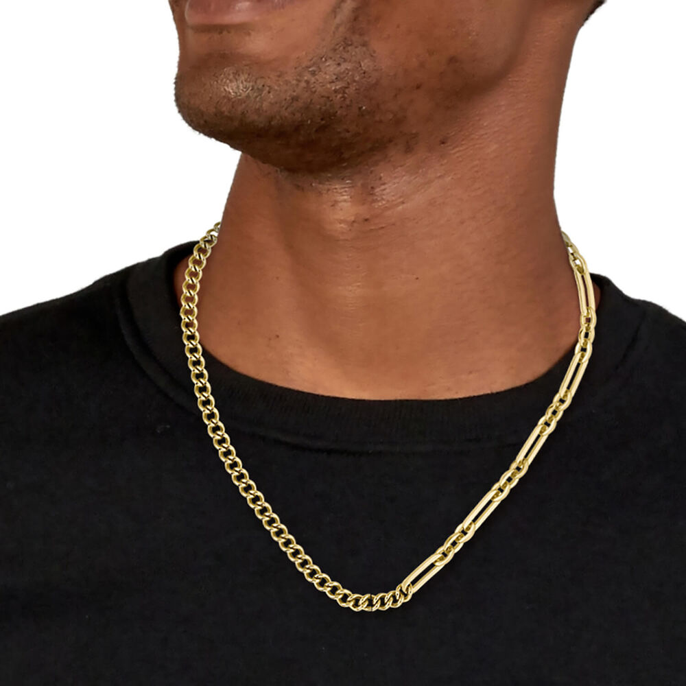 Gents BOSS Mattini Light Yellow Gold IP Necklace image number 2