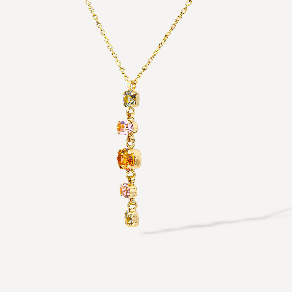 Silver & Yellow Gold Plated Coloured Stones Drop Pendant image number 1