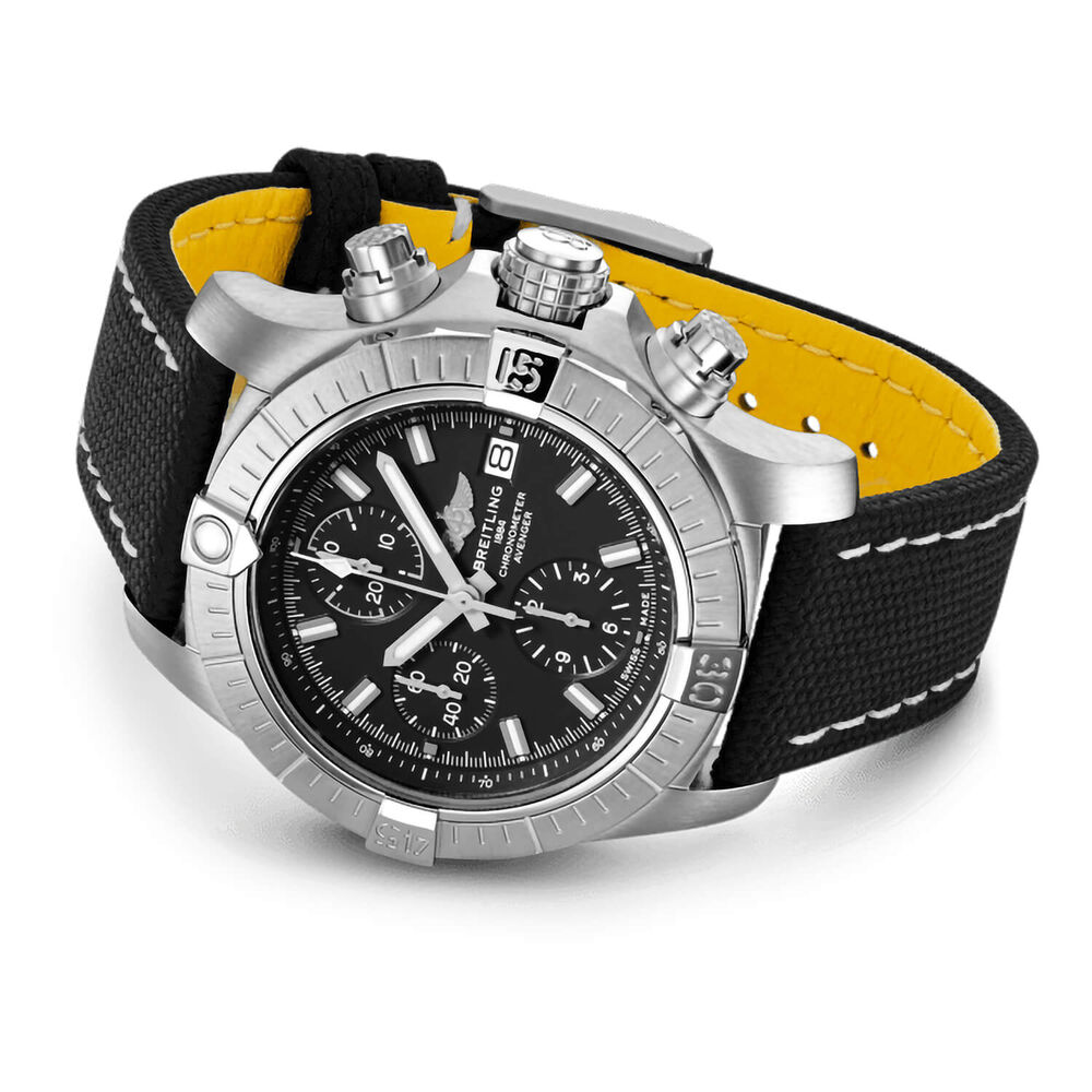 Breitling Avenger Chronograph 43mm Black Dial Leather Strap Watch image number 2