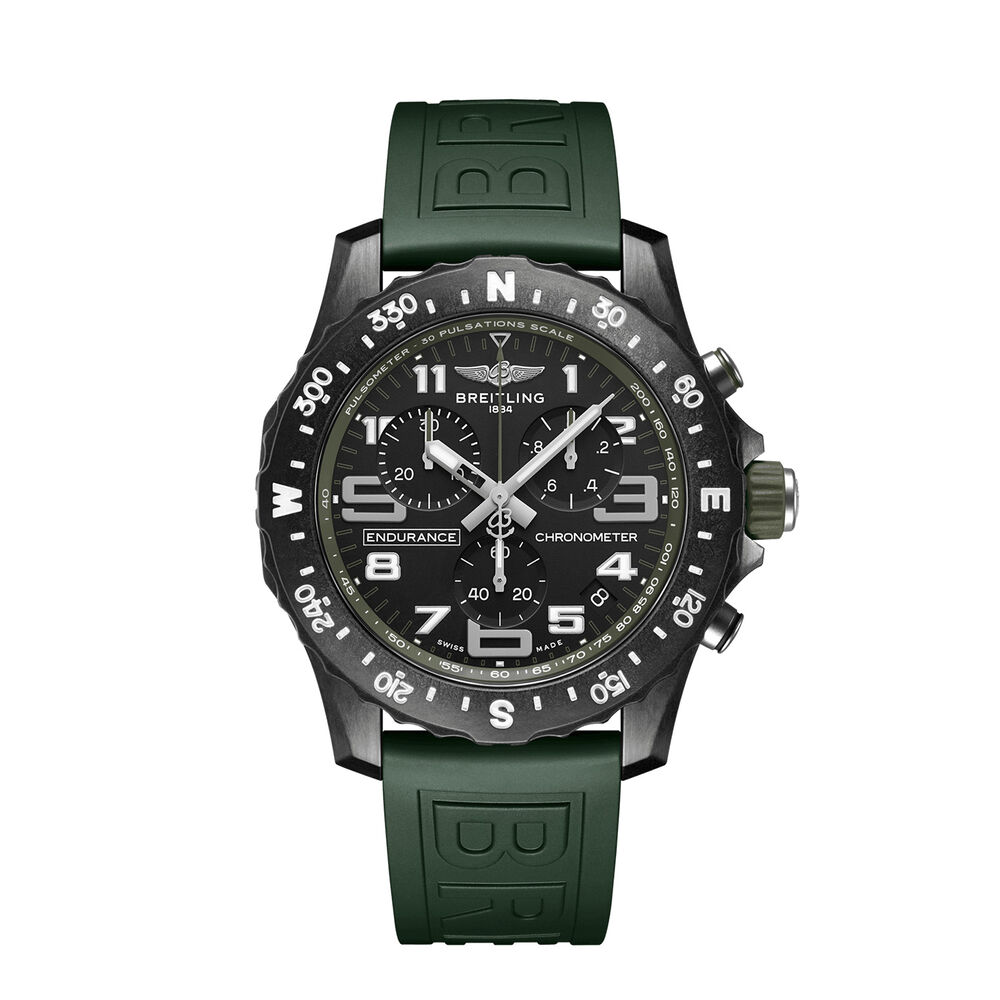Breitling Endurance Pro 44mm Chronograph Black Dial Green Rubber Strap Watch image number 0