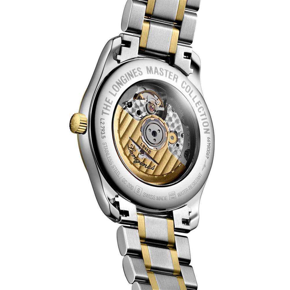 Longines Master Collection 40mm Silver Dial Yellow Gold Index Stainless Steel Bracelet Watch image number 4