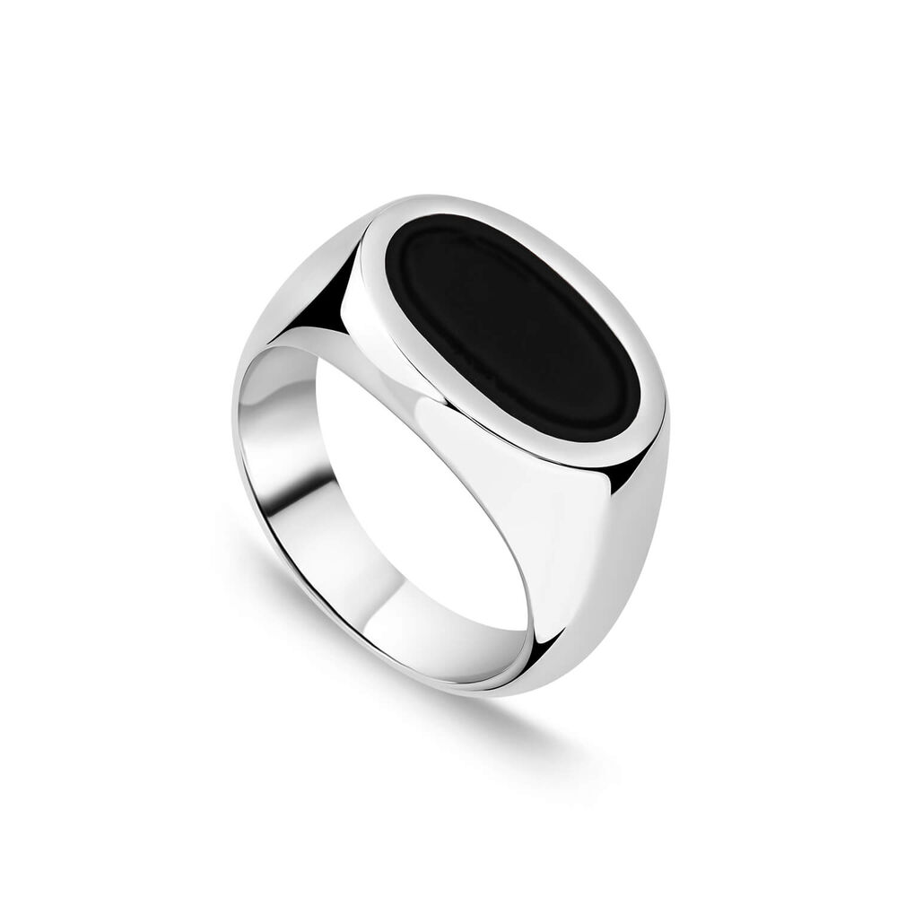 Sterling Silver Oval Black Onyx Signet Ring image number 0
