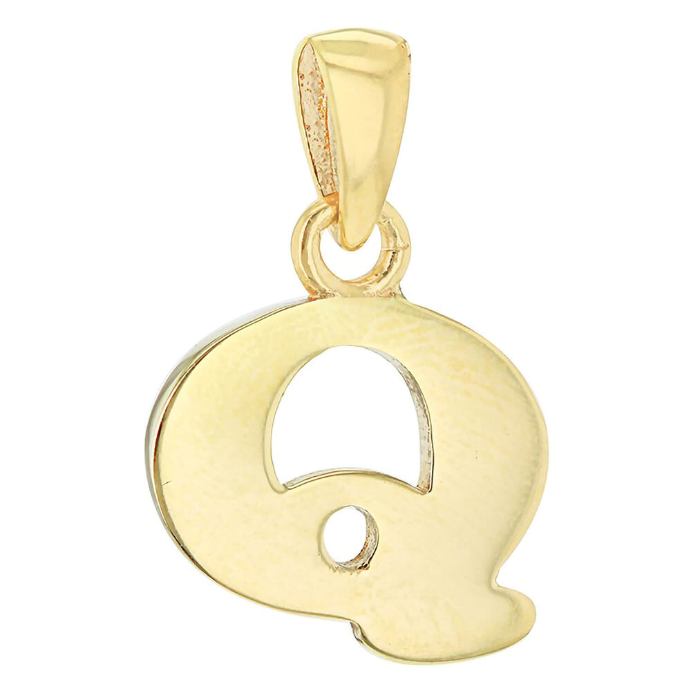 9ct Yellow Gold Plain Initial Q Pendant (Special Order) (Chain Included) image number 0