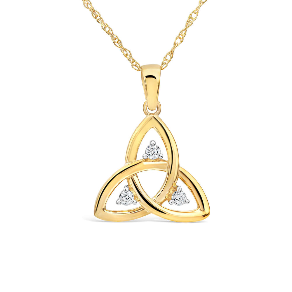 9ct Yellow Gold Cubic Zirconia Trinity Knot Pendant