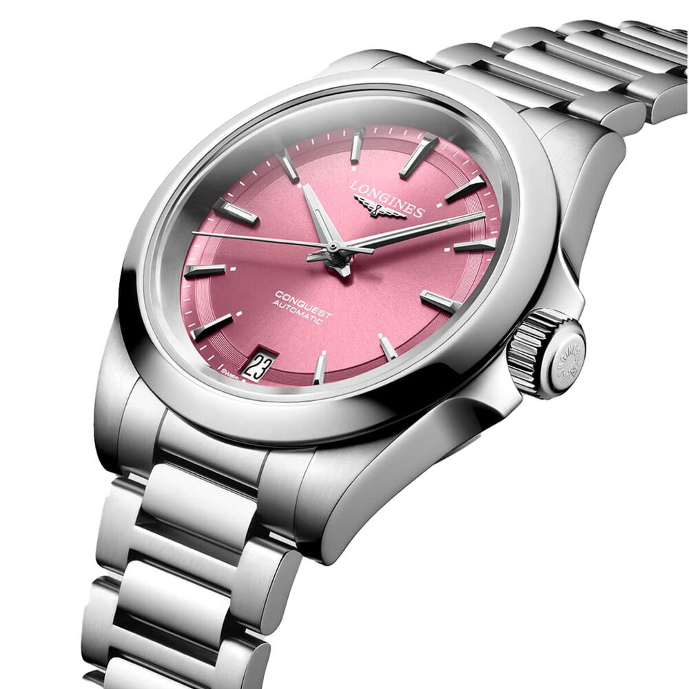 Longines Conquest 34mm Pink Dial Steel Bracelet Watch image number 2