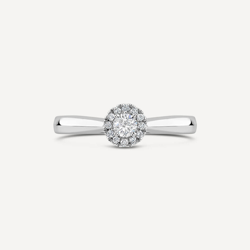 9ct White Gold 0.19ct Classic Halo Diamond Ring image number 1