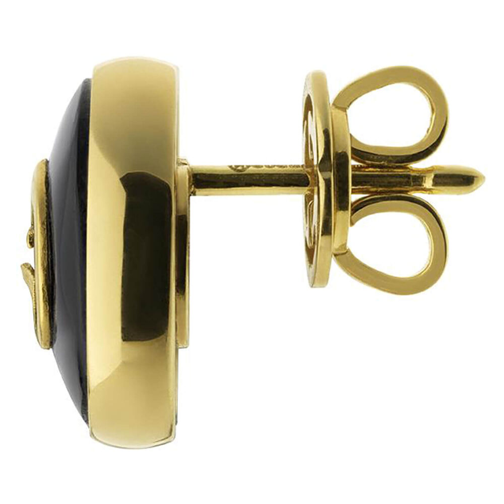 Gucci Interlocking Onyx 18k Yellow Gold Stud Earrings image number 1