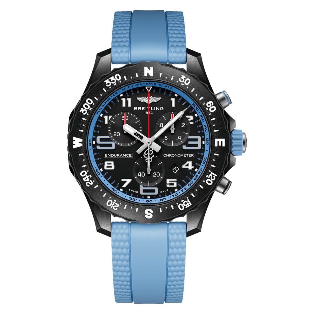 Breitling Professional Endurance Pro 38mm Black Dial Blue Rubber Strap Watch