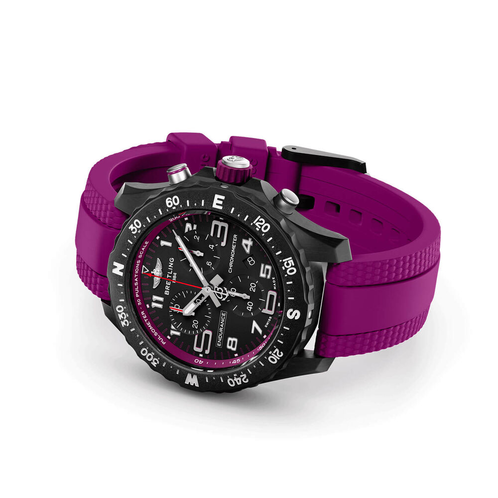 Breitling Professional Endurance Pro 38mm Black Dial Purple Rubber Strap Watch image number 2