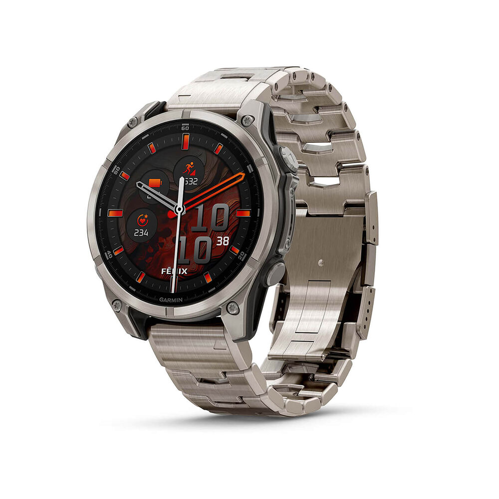 Garmin fenix® 8 AMOLED Sapphire 47mm Titanium Case Vented Titanium Bracelet Watch image number 0