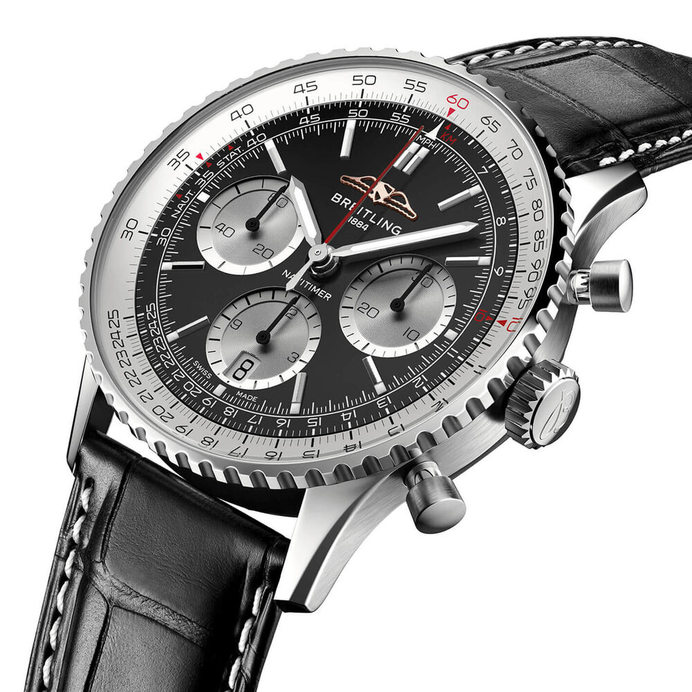 Breitling Navitimer B01 Chronograph 41mm Black Dial Leather Strap Watch