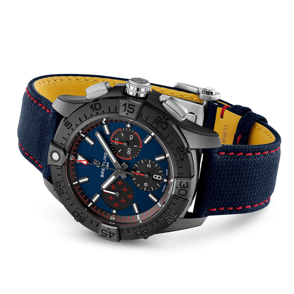 Breitling Avenger B01 Chronograph 44 Red Arrows Blue Dial Ceramic Bezel Leather Strap Watch image number 3