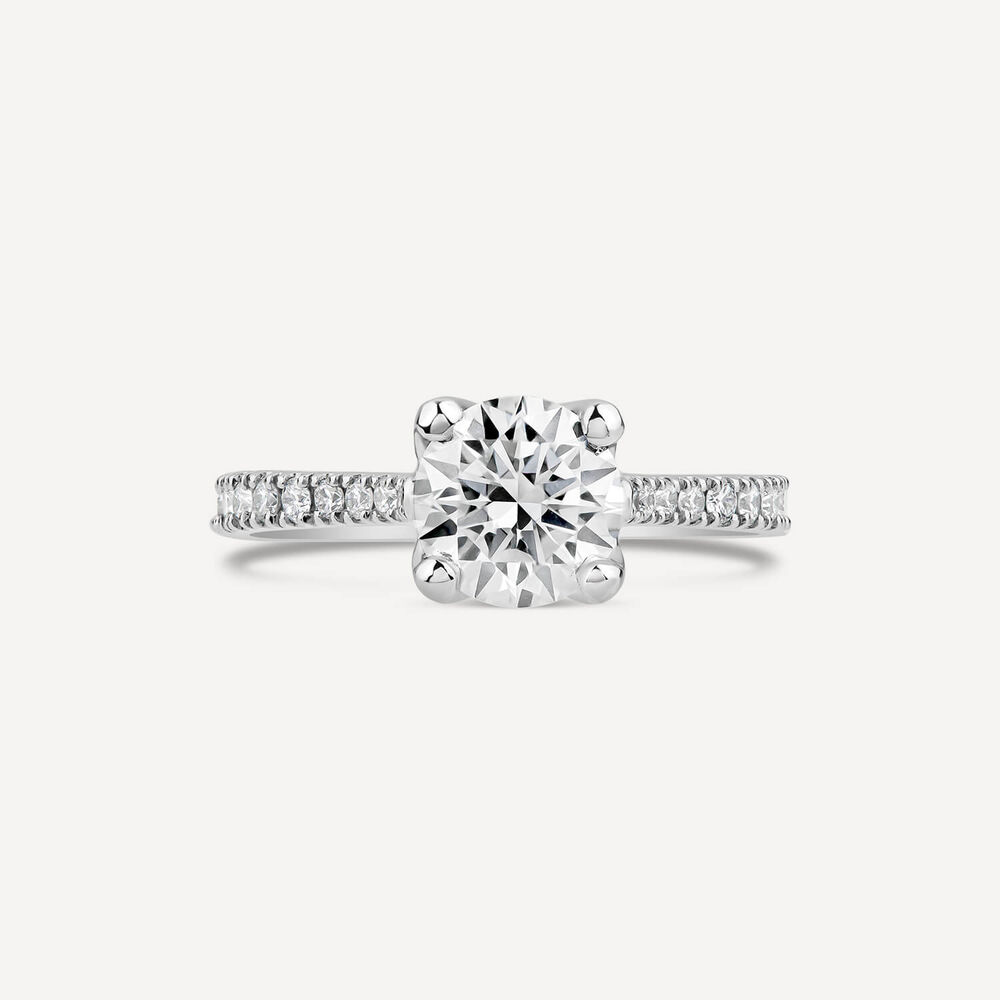 Born Platinum Lab Grown 1.40ct Round Brilliant Solitaire & Diamond Sides Ring image number 1