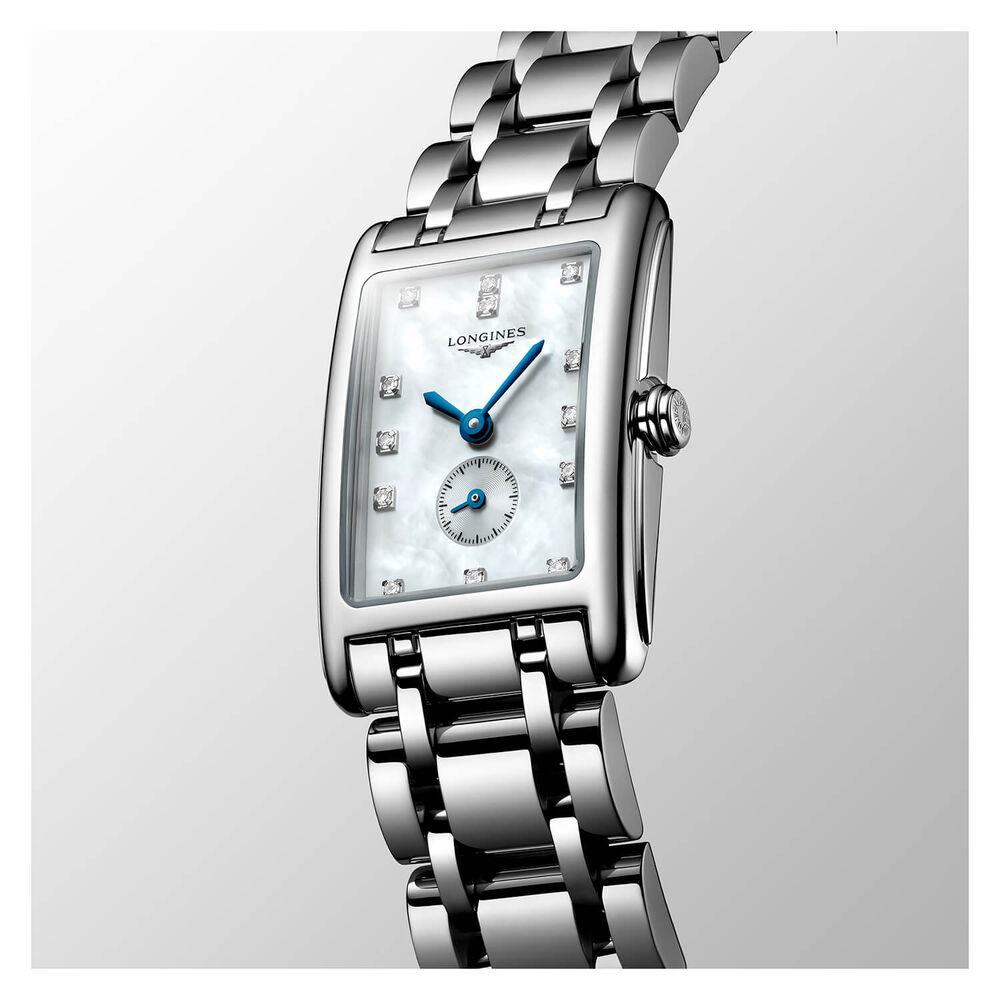 Pre-Owned Longines DolceVita Mother of Pearl Dial Diamond Dots Steel Bracelet Watch image number 3