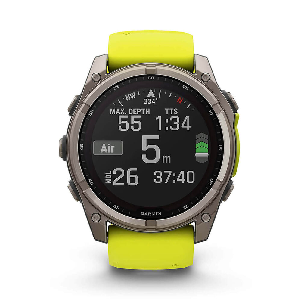 Garmin fenix® 8 Solar Sapphire 51mm Titanium Case Amp Yellow & Graphite Silicone Strap Watch image number 7