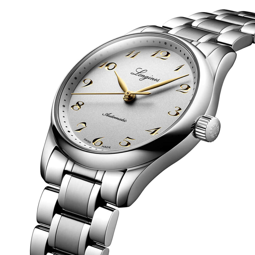 Longines Master Collection 34mm Silver Dial Yellow Gold Index Stainless Steel Bracelet Watch image number 2