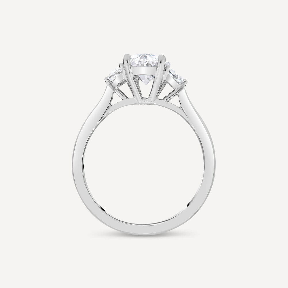 Born Platinum 1.78ct Lab Grown Oval Centre & Half Moon Shaped Sides Diamond Ring image number 3