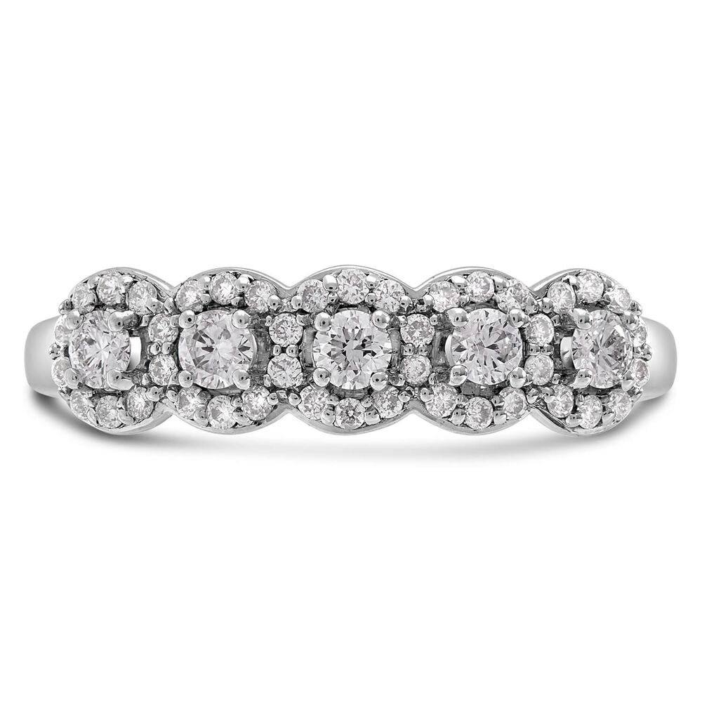 9ct white gold 0.50 carat diamond halo cluster ring image number 1