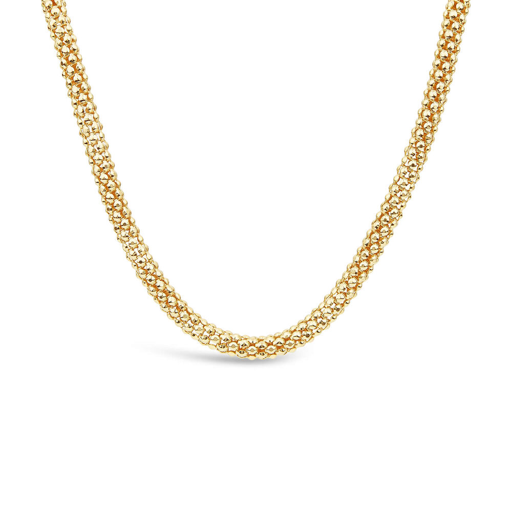 Silver & Yellow Gold Plated Popcorn Tube Necklet image number 0