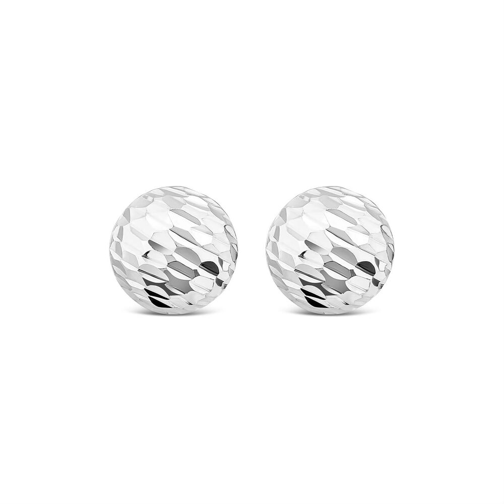 Sterling Silver Diamond Cut Large Ball Stud Earrings image number 0