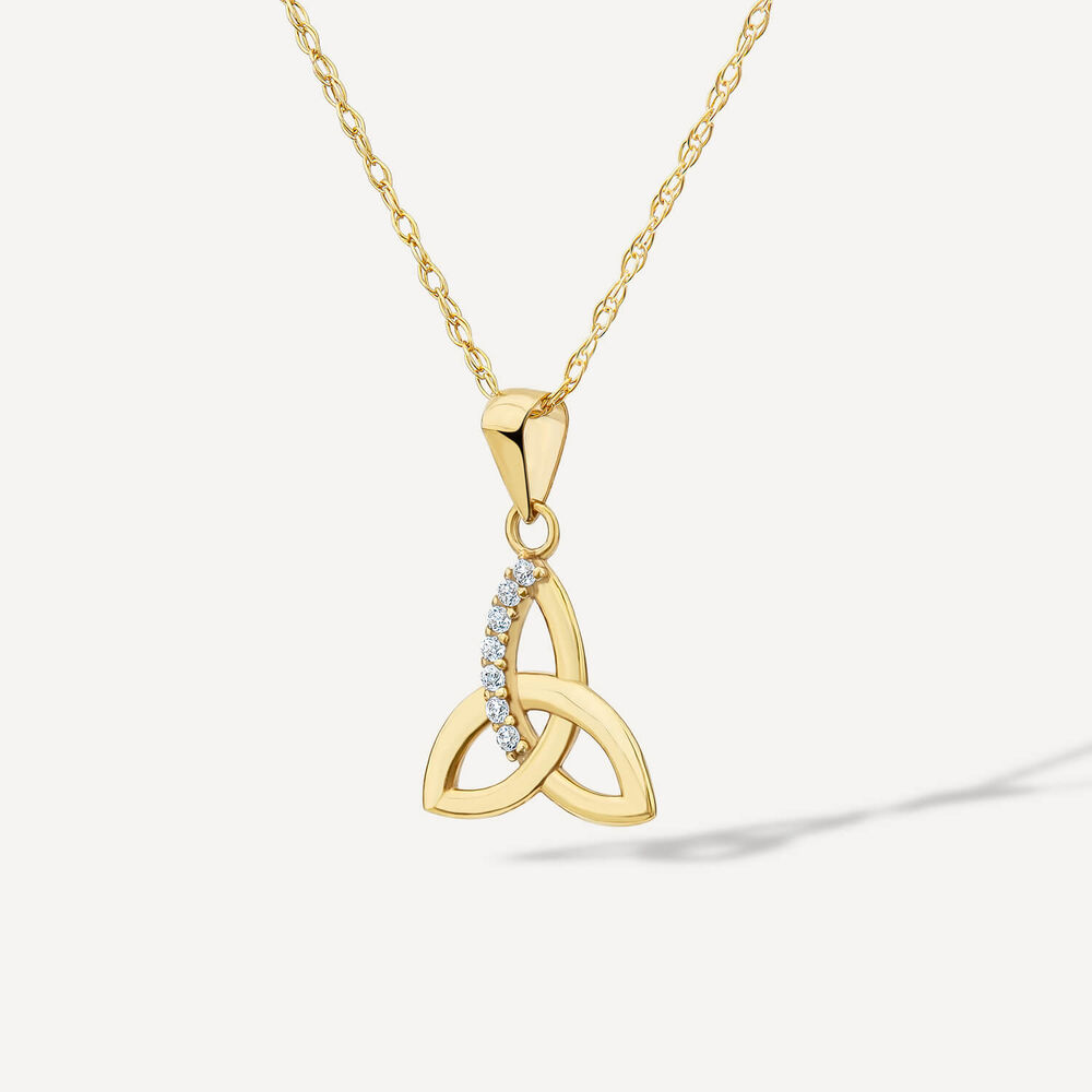 9ct Yellow Gold Cubic Zirconia Trinity Knot Pendant image number 1