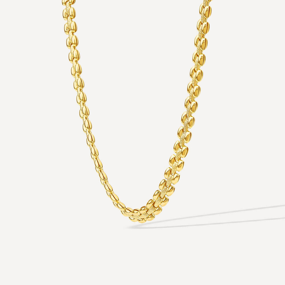Silver & Yellow Gold Plated Brick Link Necklet
