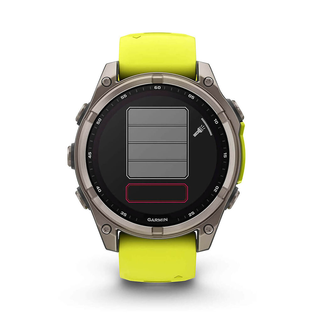 Garmin fenix® 8 Solar Sapphire 47mm Titanium Case Amp Yellow & Graphite Silicone Strap Watch image number 10