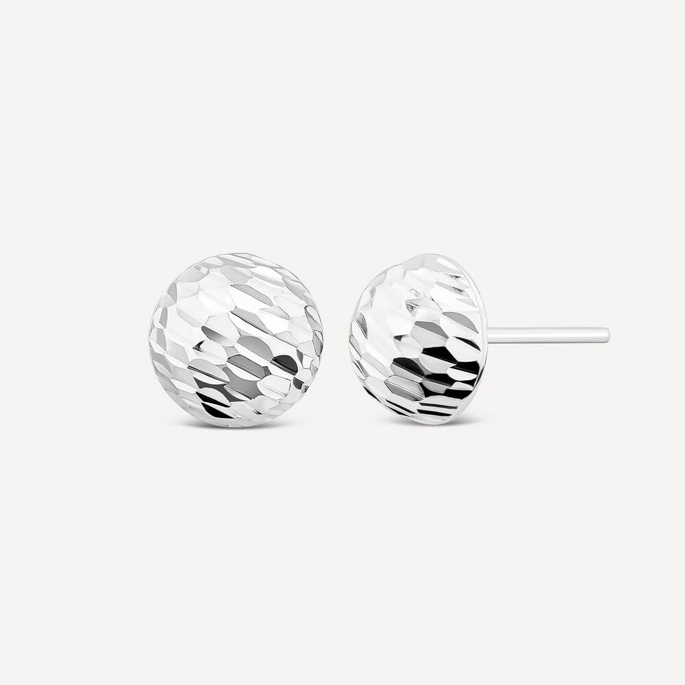 Sterling Silver Diamond Cut Large Ball Stud Earrings image number 1